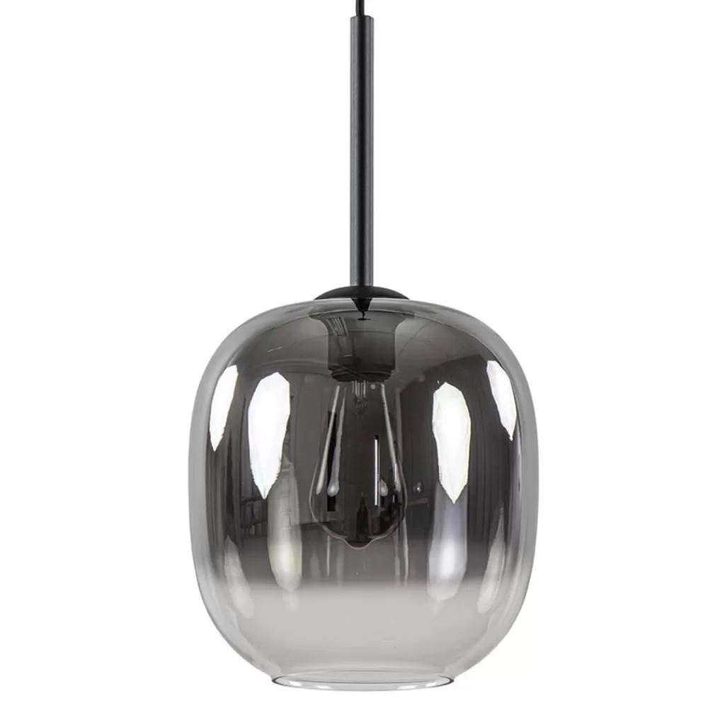 1-Lichts hanglamp zwart met smoke/helder glas>Straluma Outlet