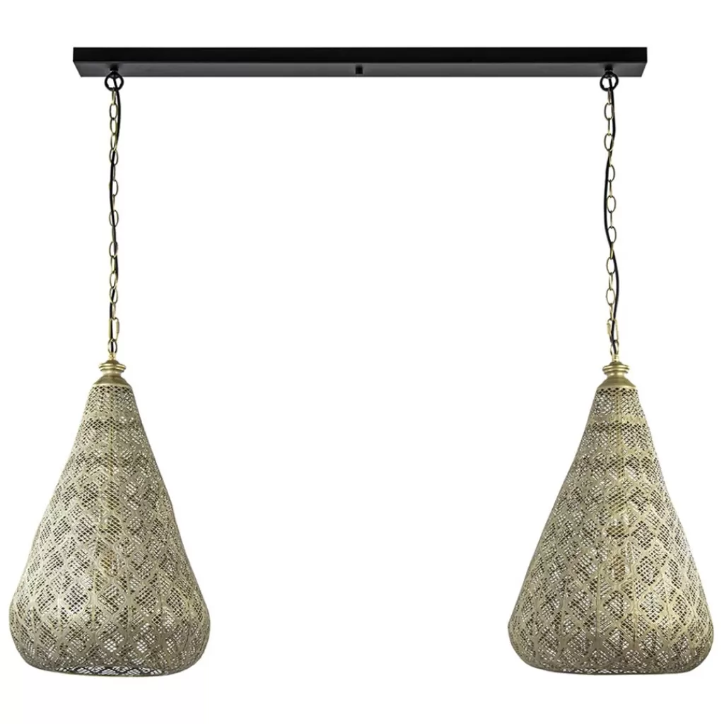 2-Lichts eettafelhanglamp mat goud/zwart oriental>Straluma Store