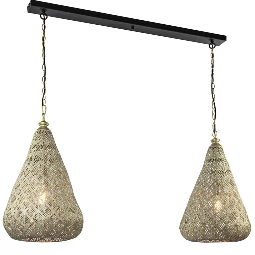 2-Lichts eettafelhanglamp mat goud/zwart oriental>Straluma Store