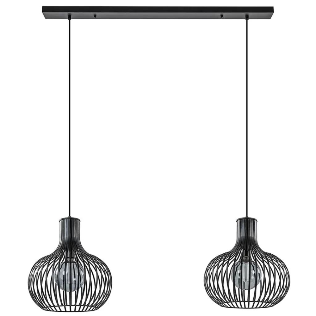 2-Lichts hanglamp met mat zwarte draad kappen>Straluma Cheap