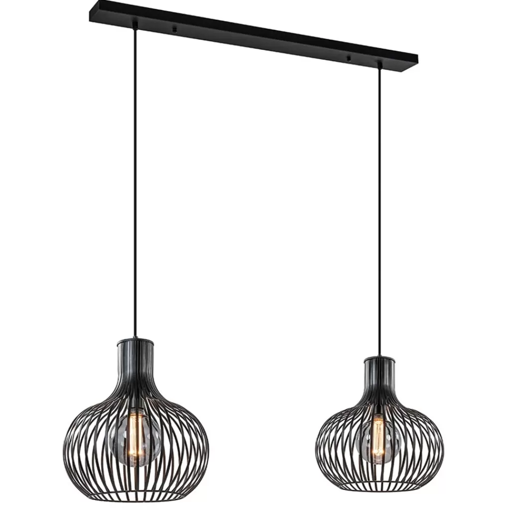 2-Lichts hanglamp met mat zwarte draad kappen>Straluma Cheap