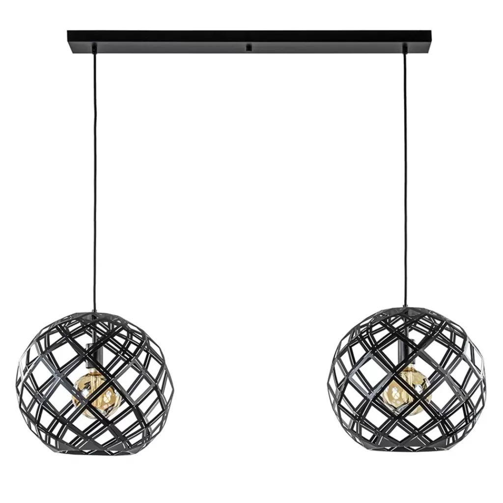 2-Lichts hanglamp Scandinavisch/landelijk mat zwart>Straluma Outlet