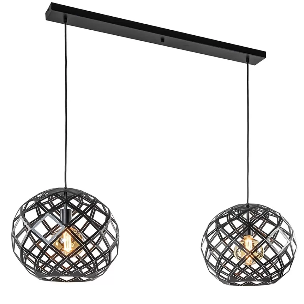 2-Lichts hanglamp Scandinavisch/landelijk mat zwart>Straluma Outlet