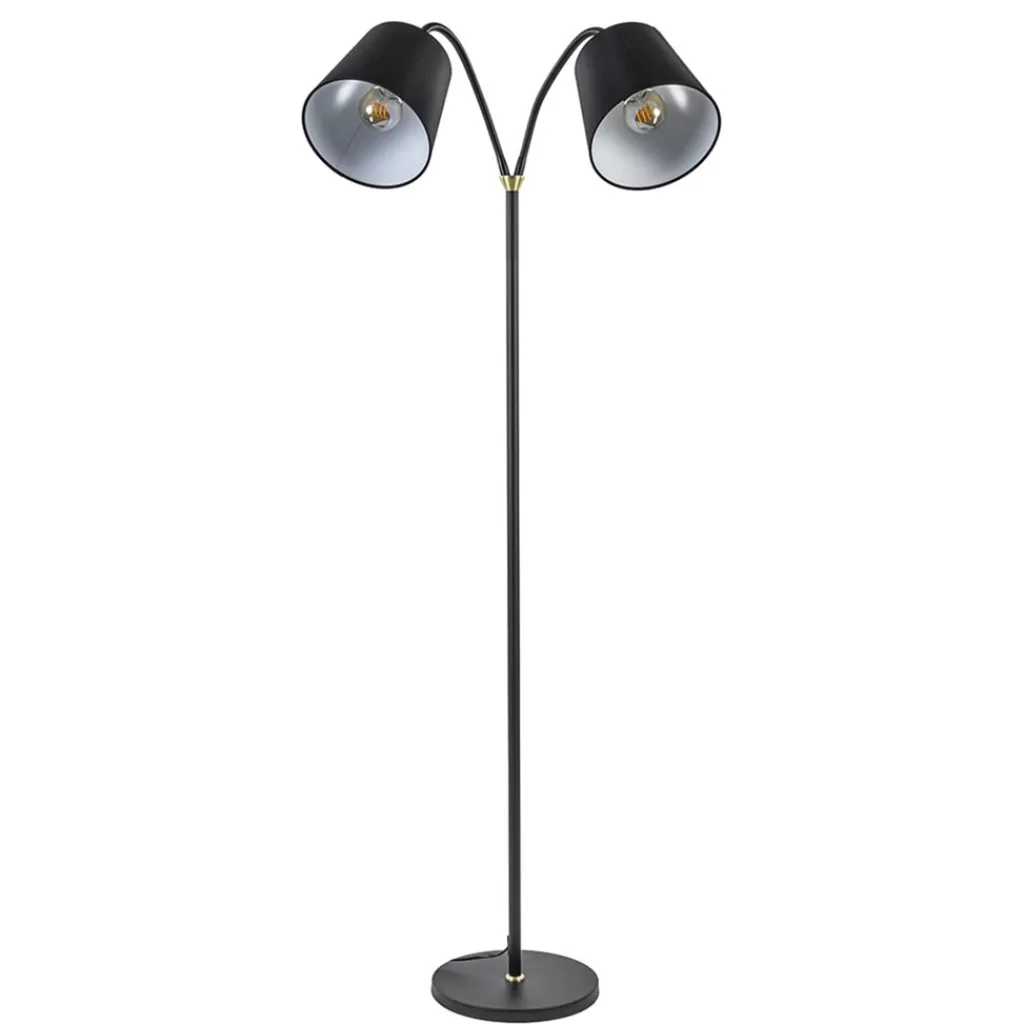 2-Lichts vloerlamp zwart/goud met flexibele armen>Straluma Fashion