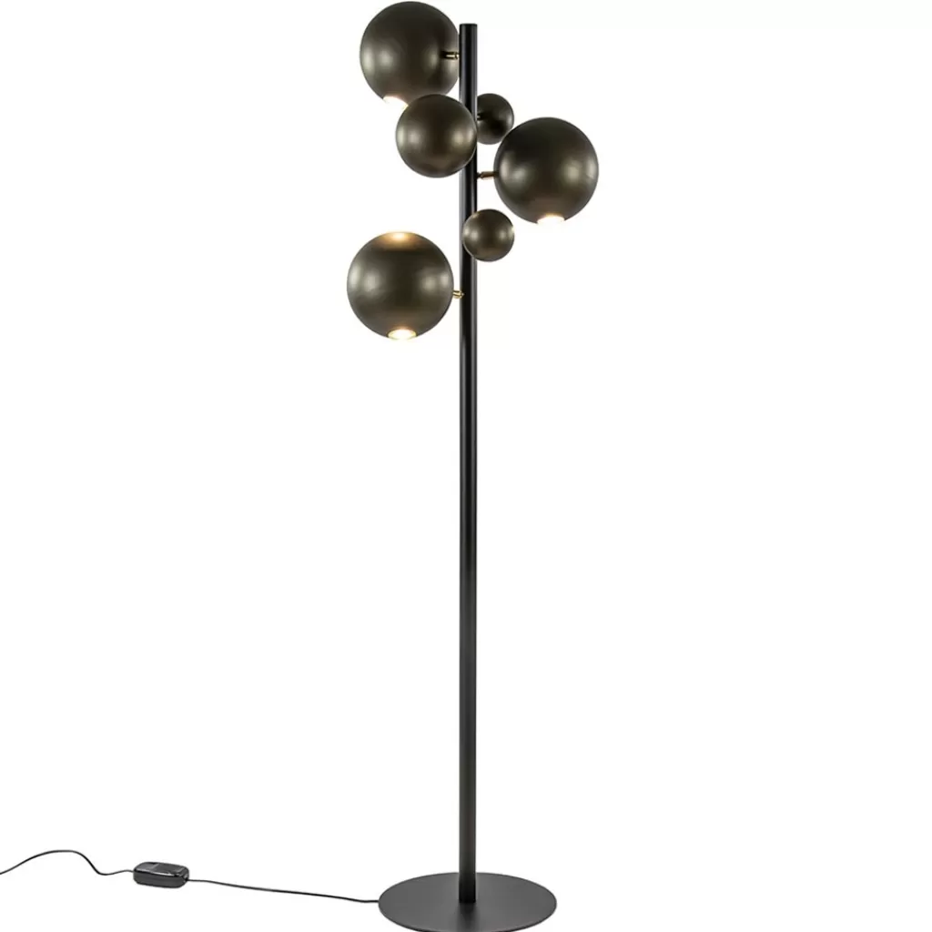 3-Lichts design vloerlamp zwart met platinum bollen>Straluma Hot