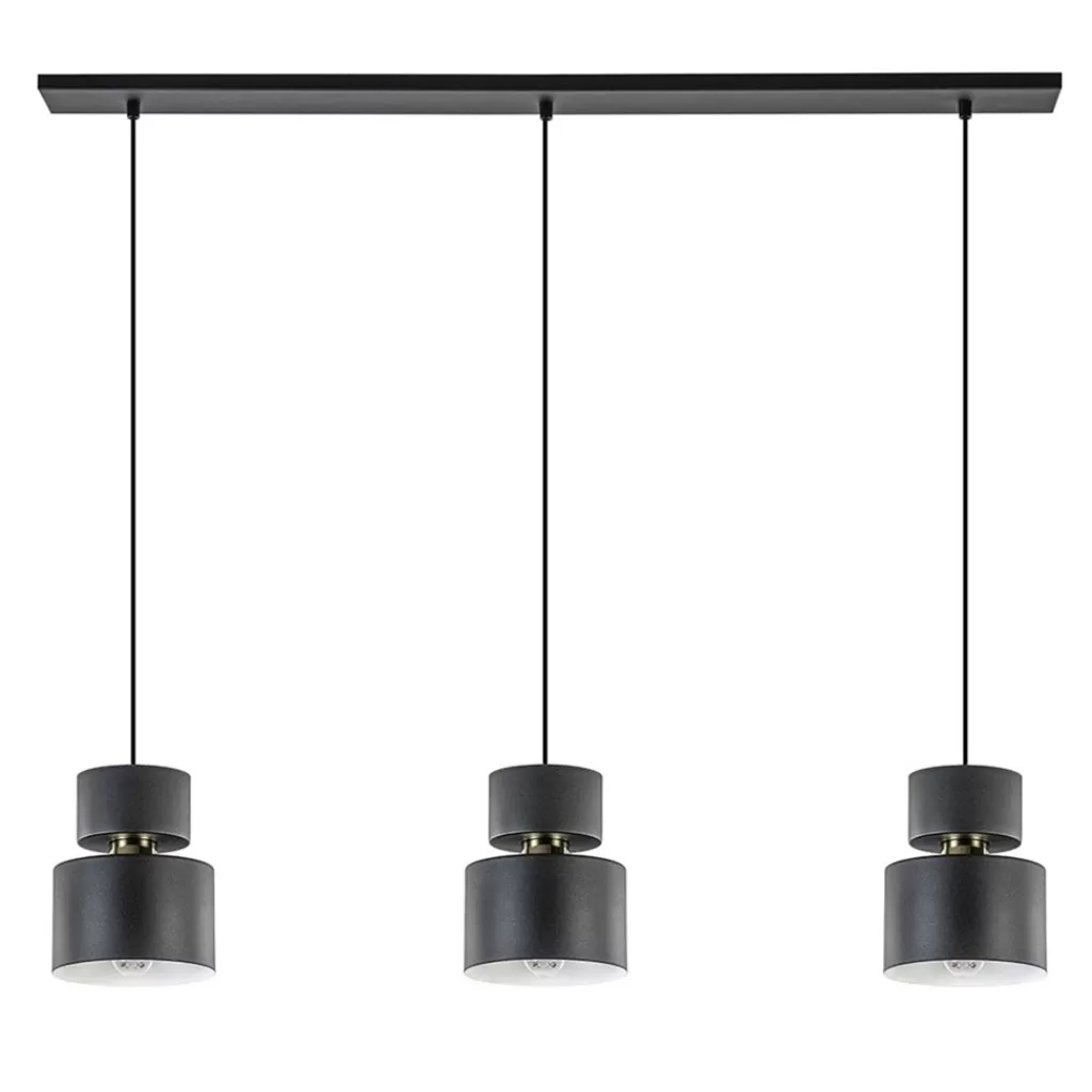 3-Lichts eettafelhanglamp zwart met goud accent>Straluma Online