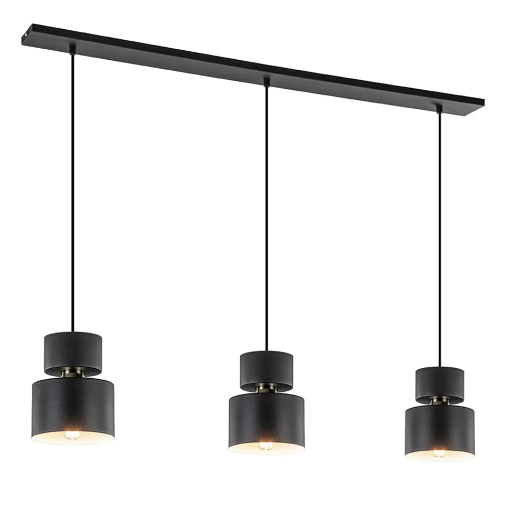 3-Lichts eettafelhanglamp zwart met goud accent>Straluma Online