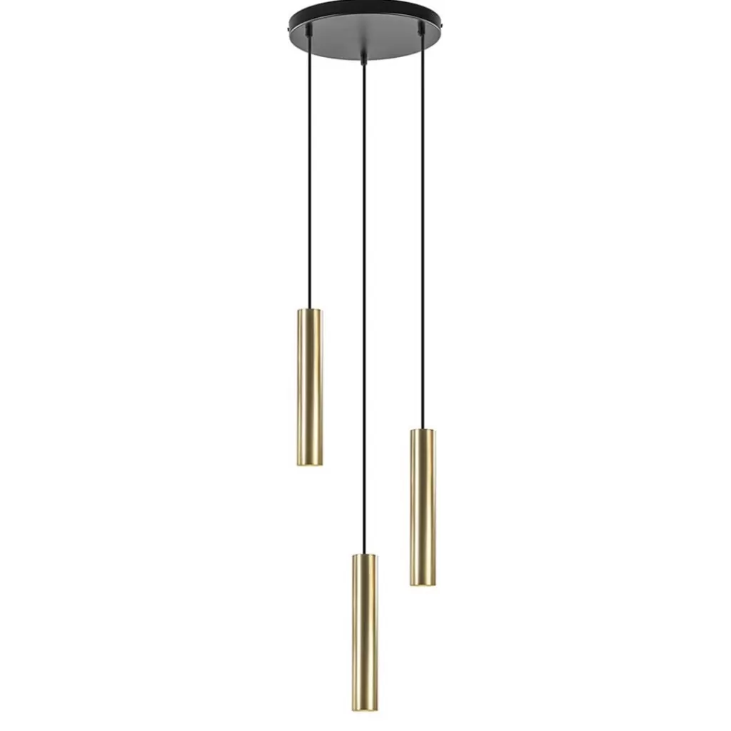 3-Lichts hanglamp cilinders mat zwart met goud rond>Straluma Best Sale