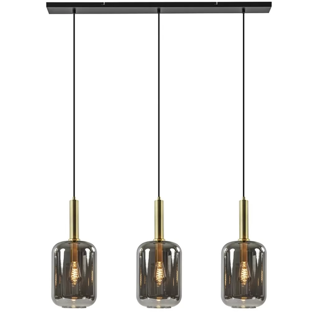 3-Lichts hanglamp Lekar antiek brons met smoke glas>Straluma Cheap