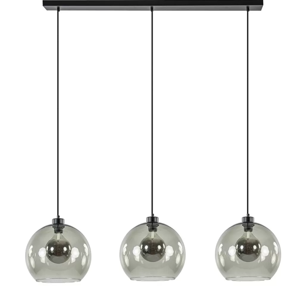 3-Lichts hanglamp zwart met smoke glas>Straluma Hot