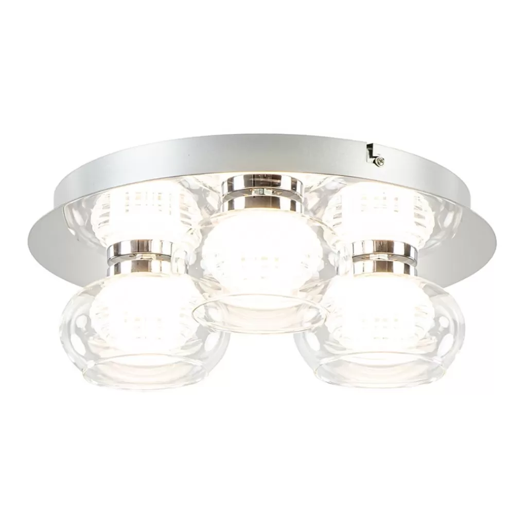 3-Lichts LED plafondlamp chroom met helder glas>Straluma Clearance