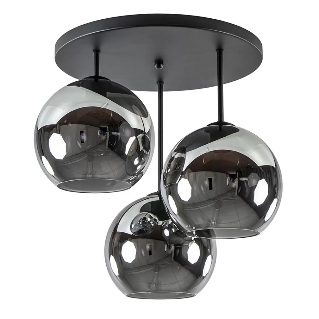 3-Lichts plafondlamp mat zwart met titanium glas>Straluma Store