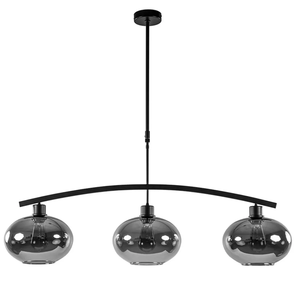 3-Lichts retro hanglamp zwart met smoke glas>Straluma Hot