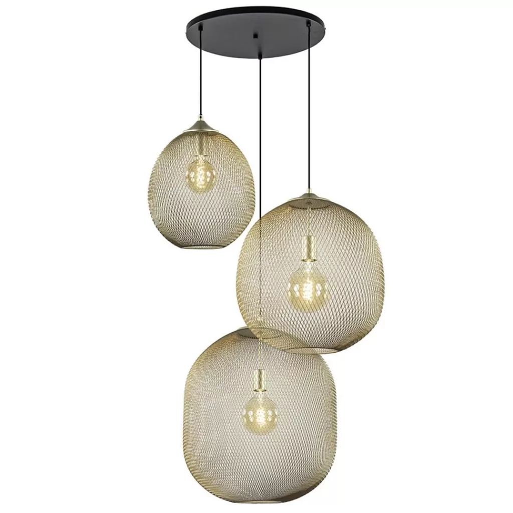 3-Lichts ronde hanglamp goud/mat zwart>Straluma Shop