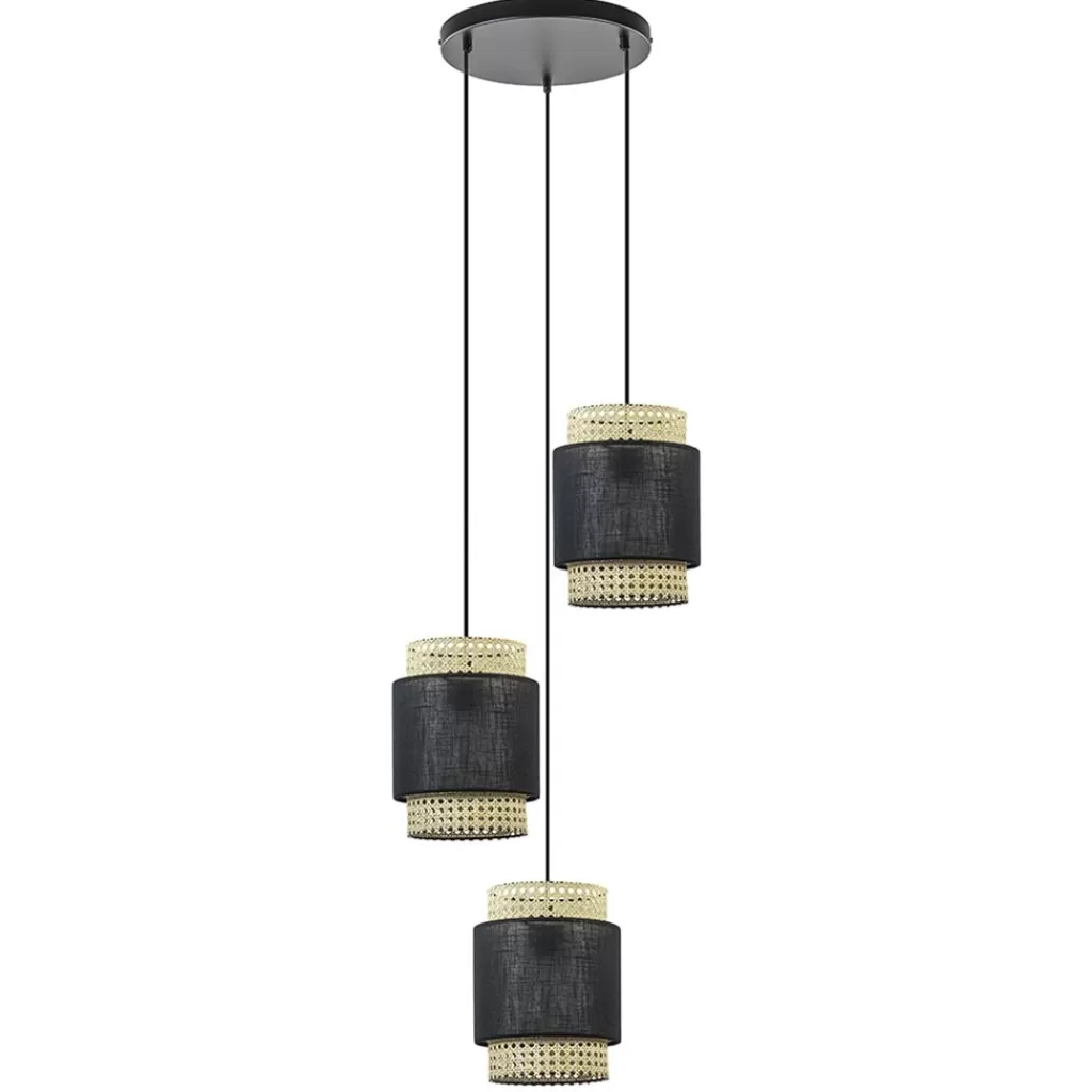 3-Lichts ronde hanglamp zwart met webbing>Straluma Hot