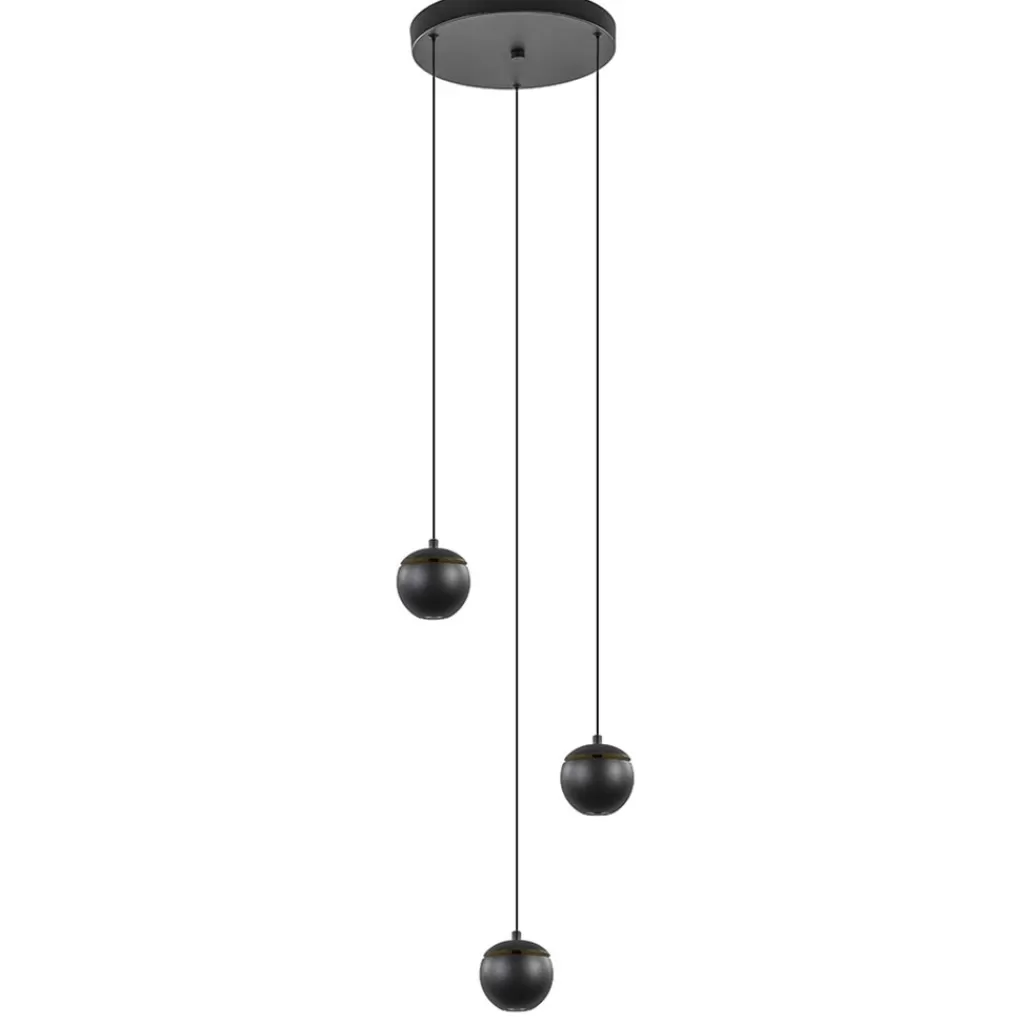 3-Lichts ronde LED hanglamp bollen zwart met goud>Straluma New