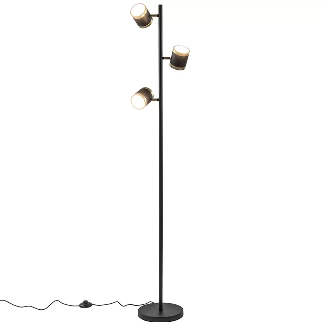 3-Lichts vloerlamp zwart/goud met dimbare spots>Straluma New