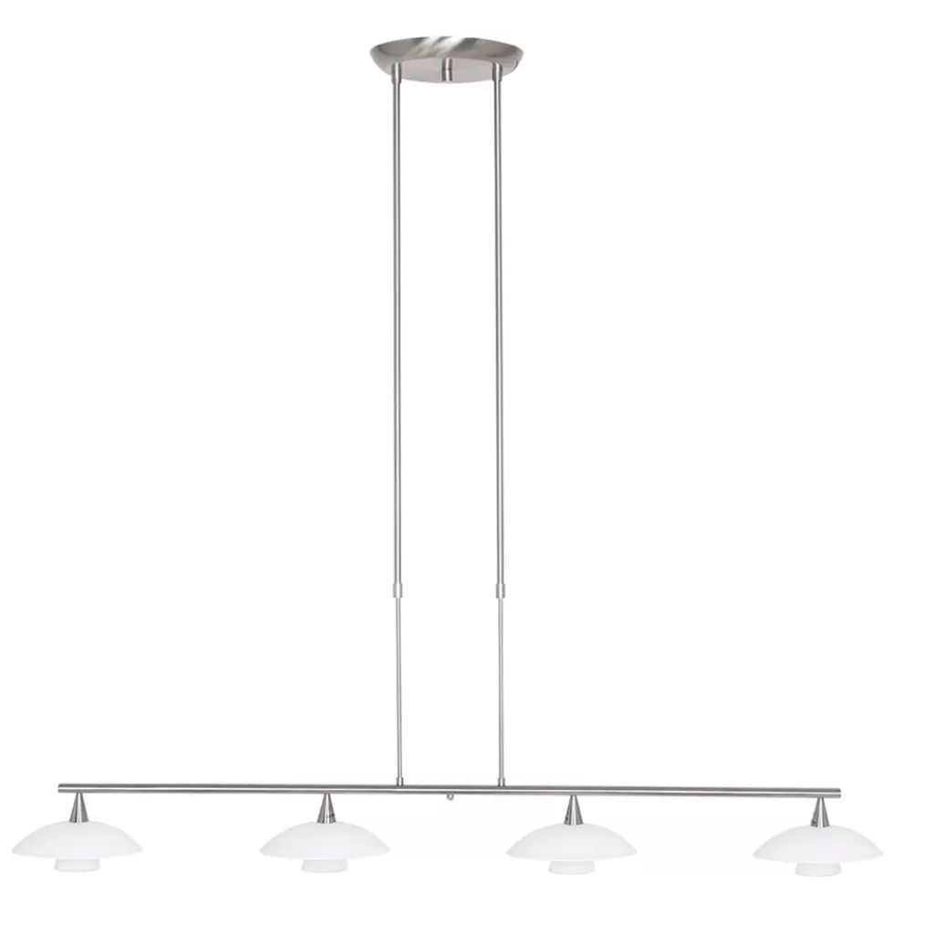 4-Lichts LED hanglamp staal met witte schotels dimbaar>Straluma Store