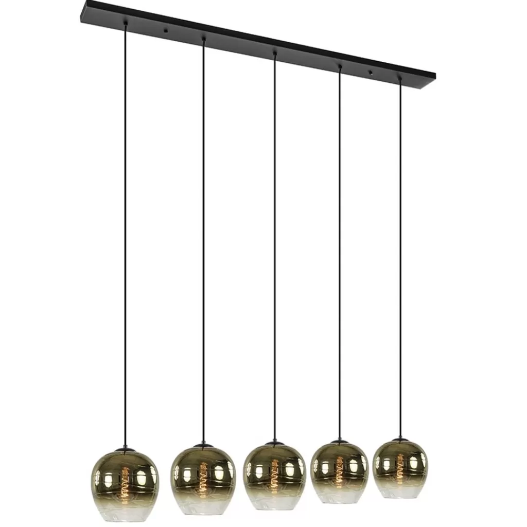 5-Lichts eettafelhanglamp gold gradient glas>Straluma Discount