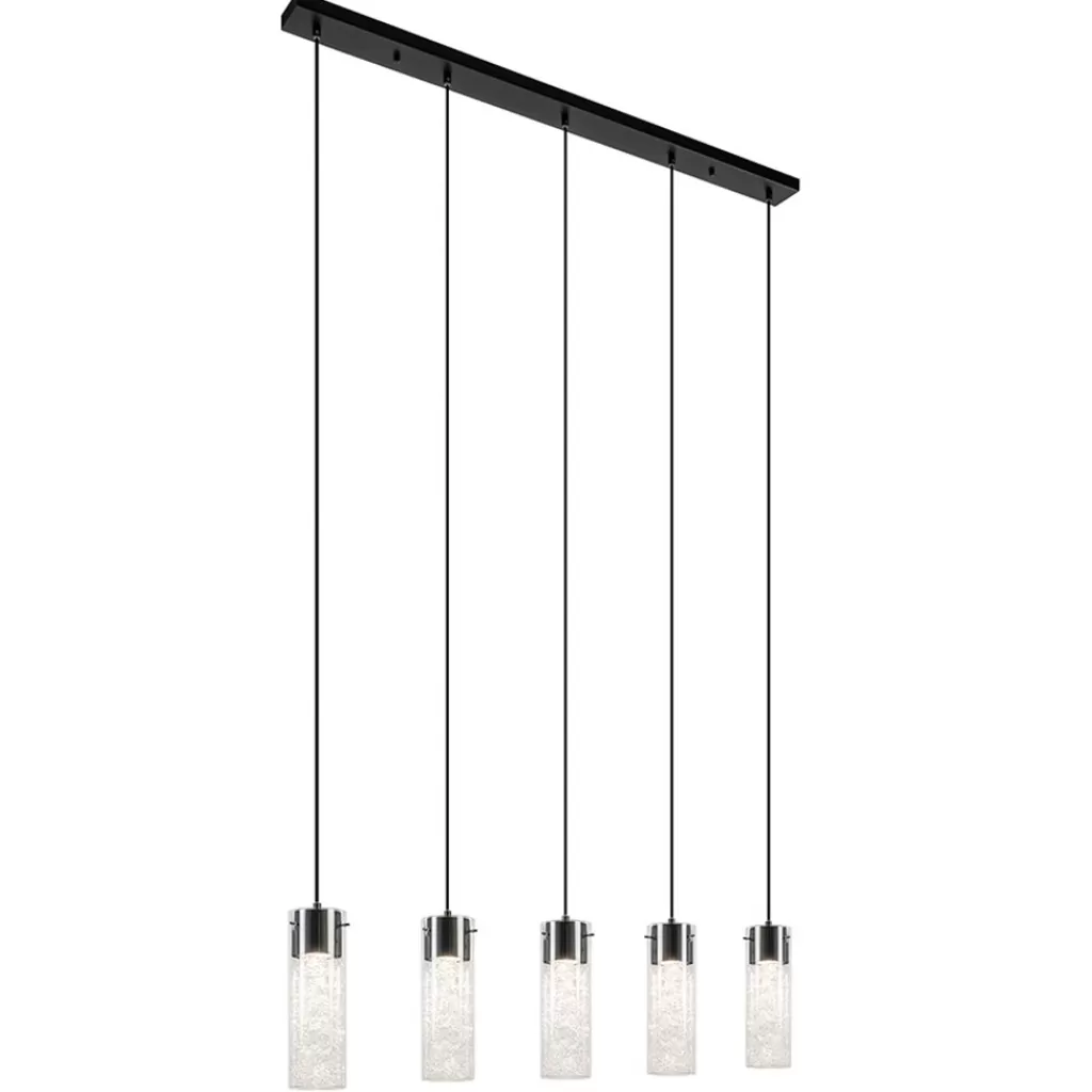 5-Lichts hanglamp cilinder helder glas met zwart>Straluma Cheap