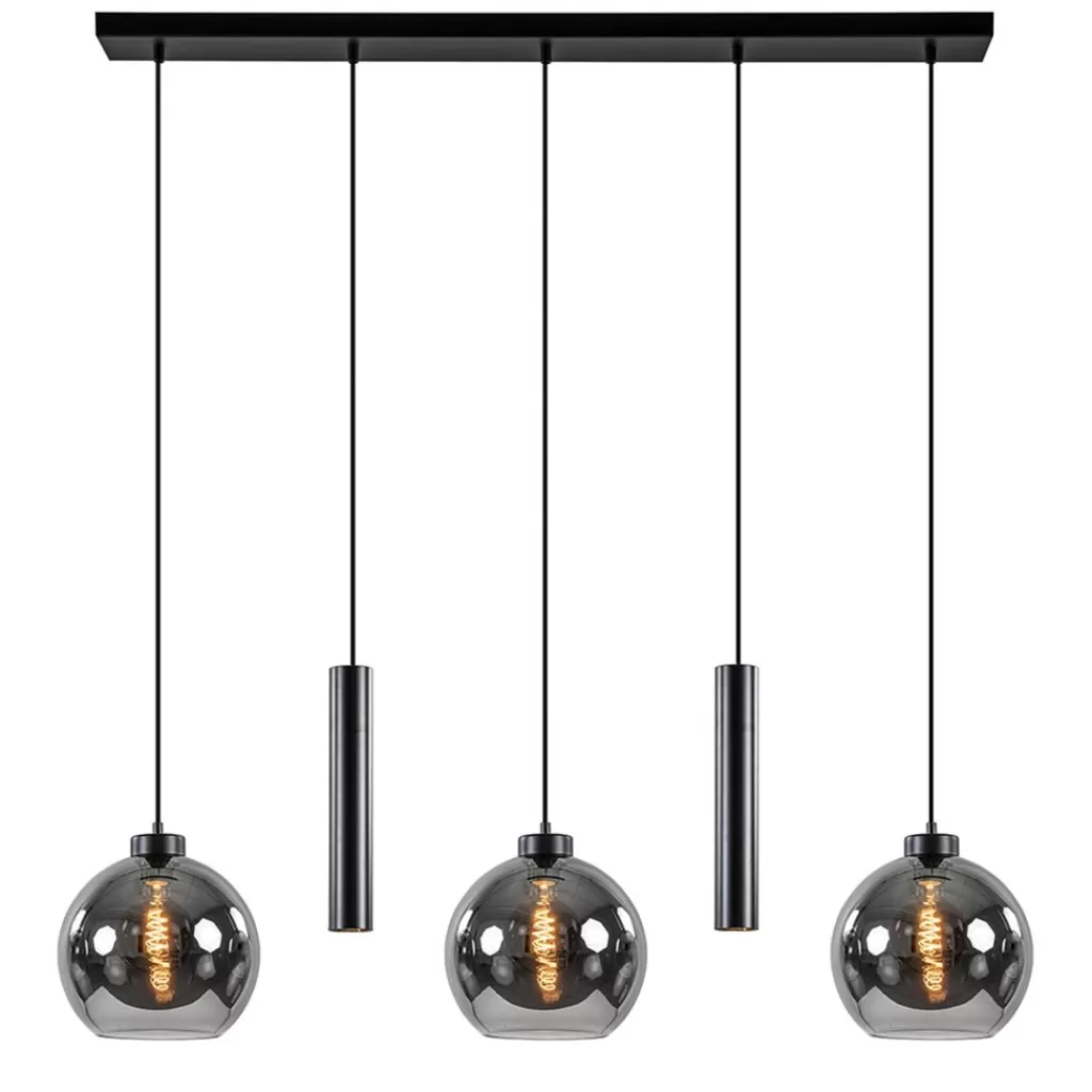 5-Lichts hanglamp cilinders en smoke glas>Straluma Hot