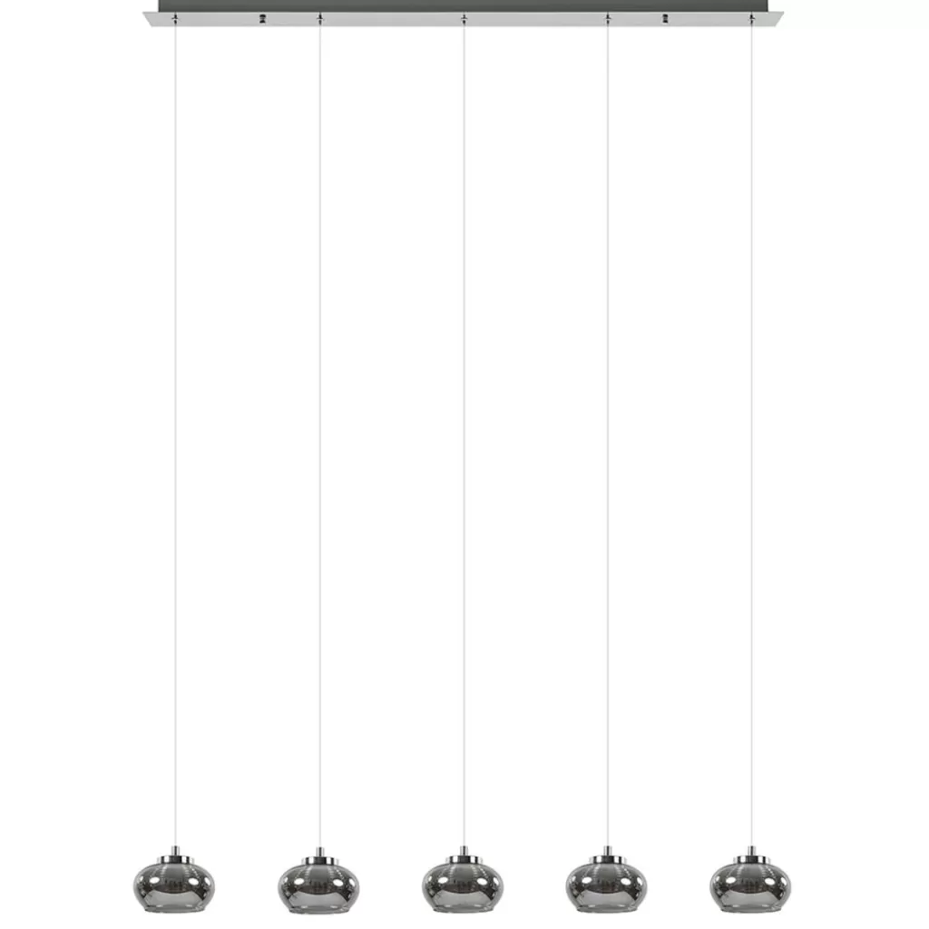 5-Lichts LED eettafelhanglamp smoke glas dimbaar>Straluma New