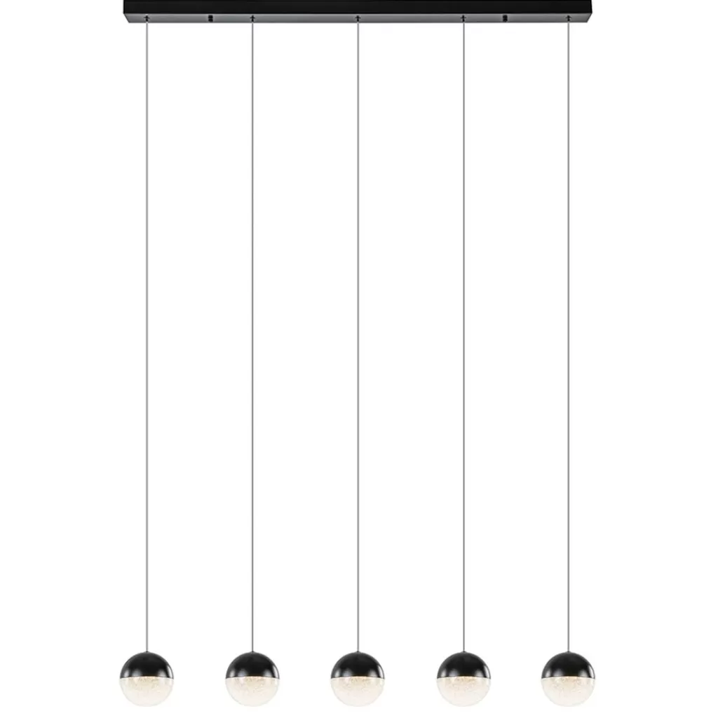 5-Lichts LED hanglamp zwart met diamant zand 3-standen dimbaar>Straluma Cheap