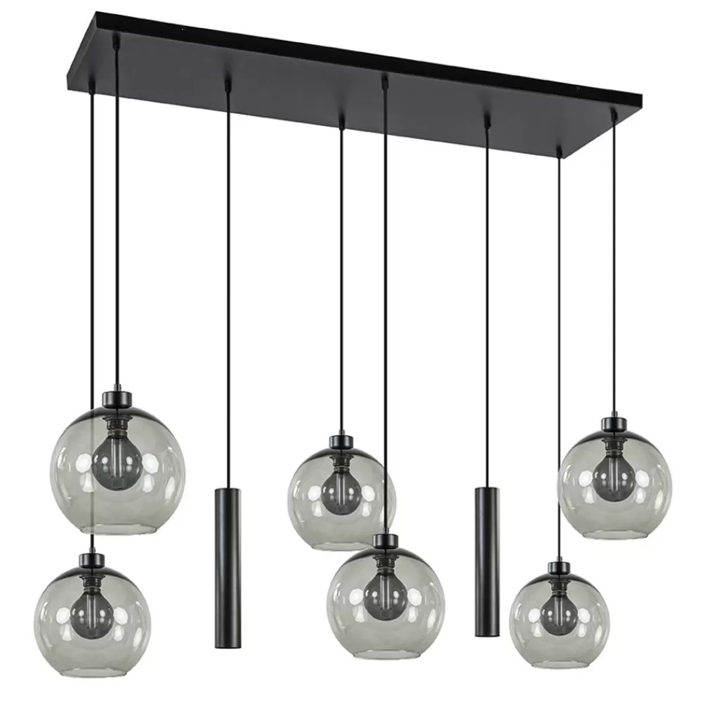 8-Lichts eettafelhanglamp smoke glas + GU10 spots>Straluma Online