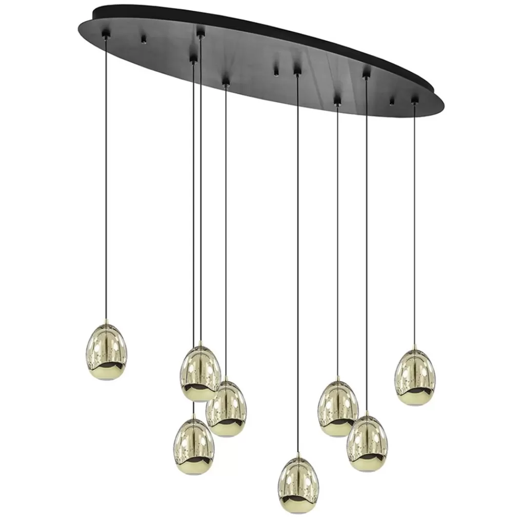 8-Lichts ovale hanglamp eggs zwart/goud>Straluma Cheap