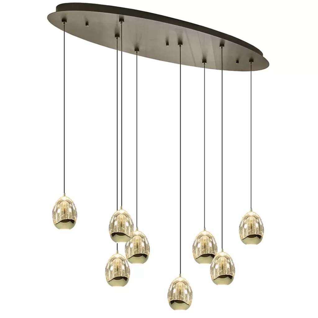 8-Lichts ovale hanglamp eggs zwart/goud>Straluma Cheap