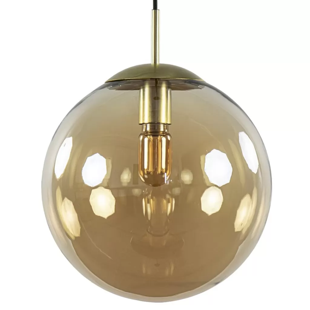 Amber glazen hanglamp 30 cm met messing en zwart>Straluma Flash Sale