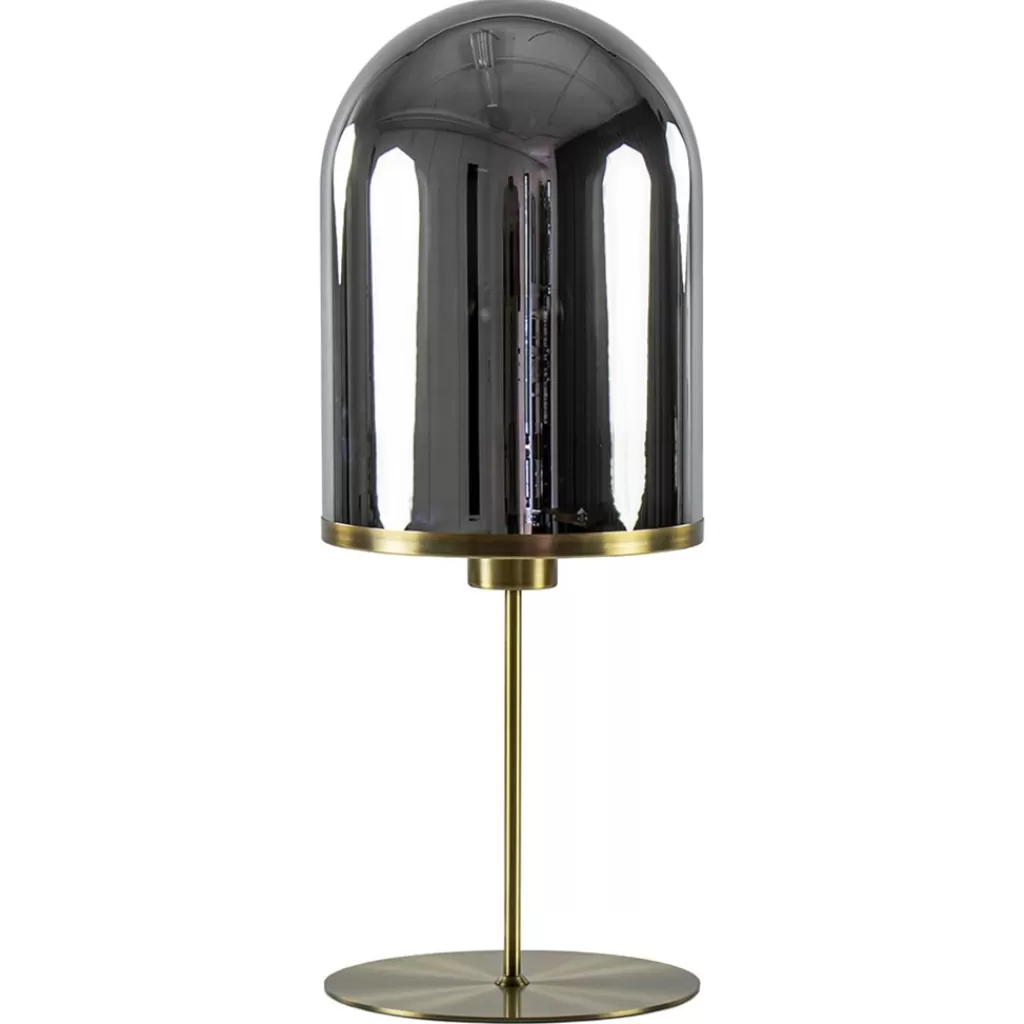 Antiek bronzen tafellamp Maverick met smoke glas groot>Straluma Outlet