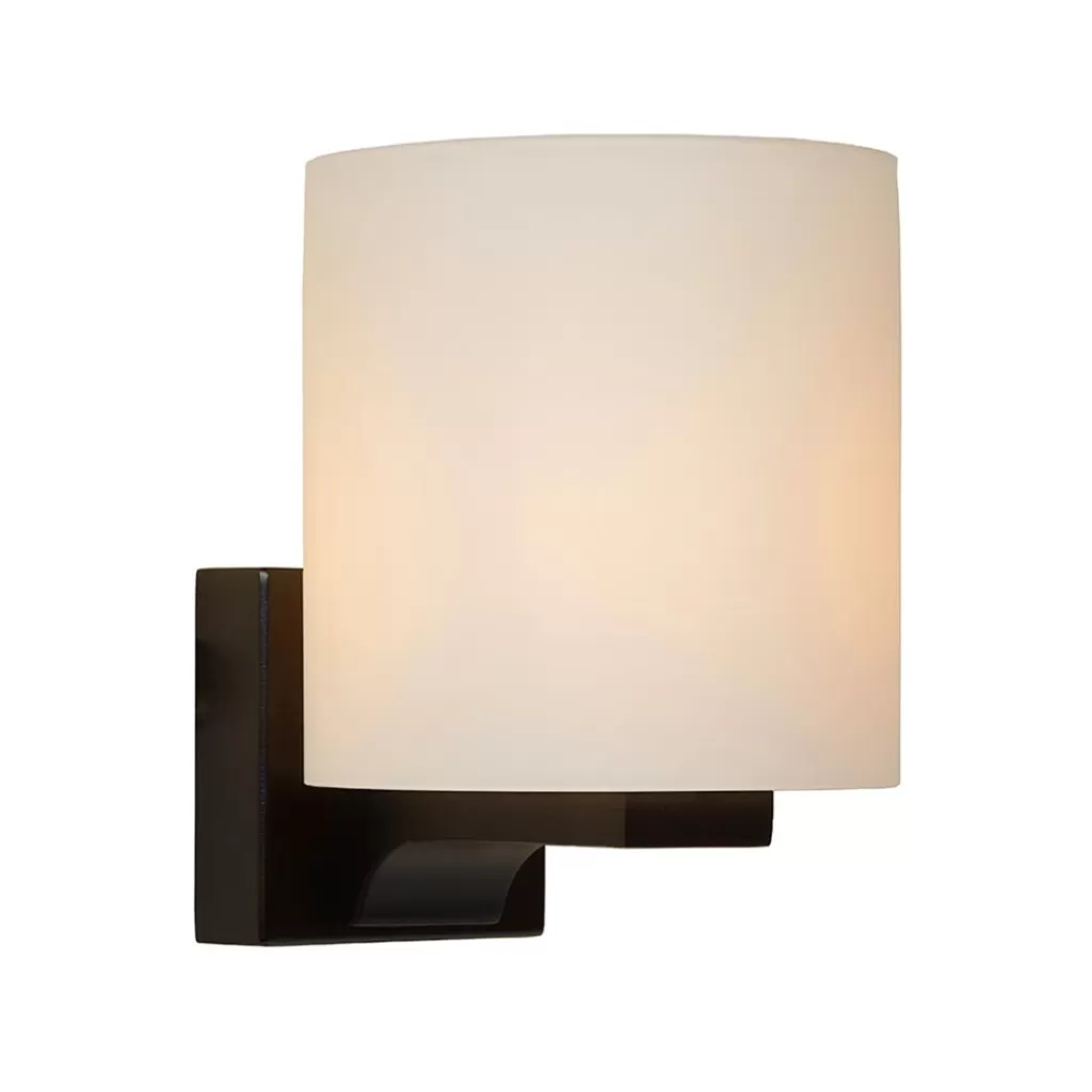 Badkamerwandlamp zwart met opaal glazen kap>Straluma Flash Sale