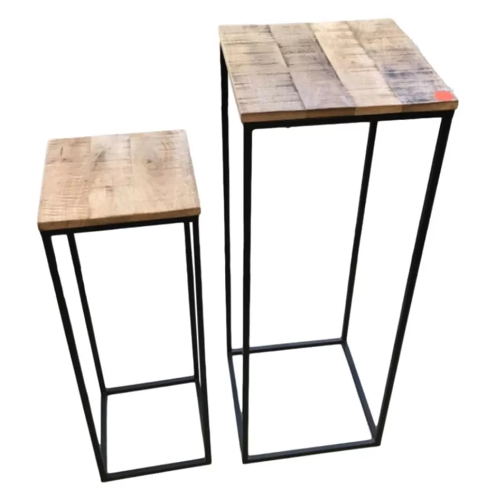 Bijzettafel set van 2 hout/staal 40x40cm>Straluma Online