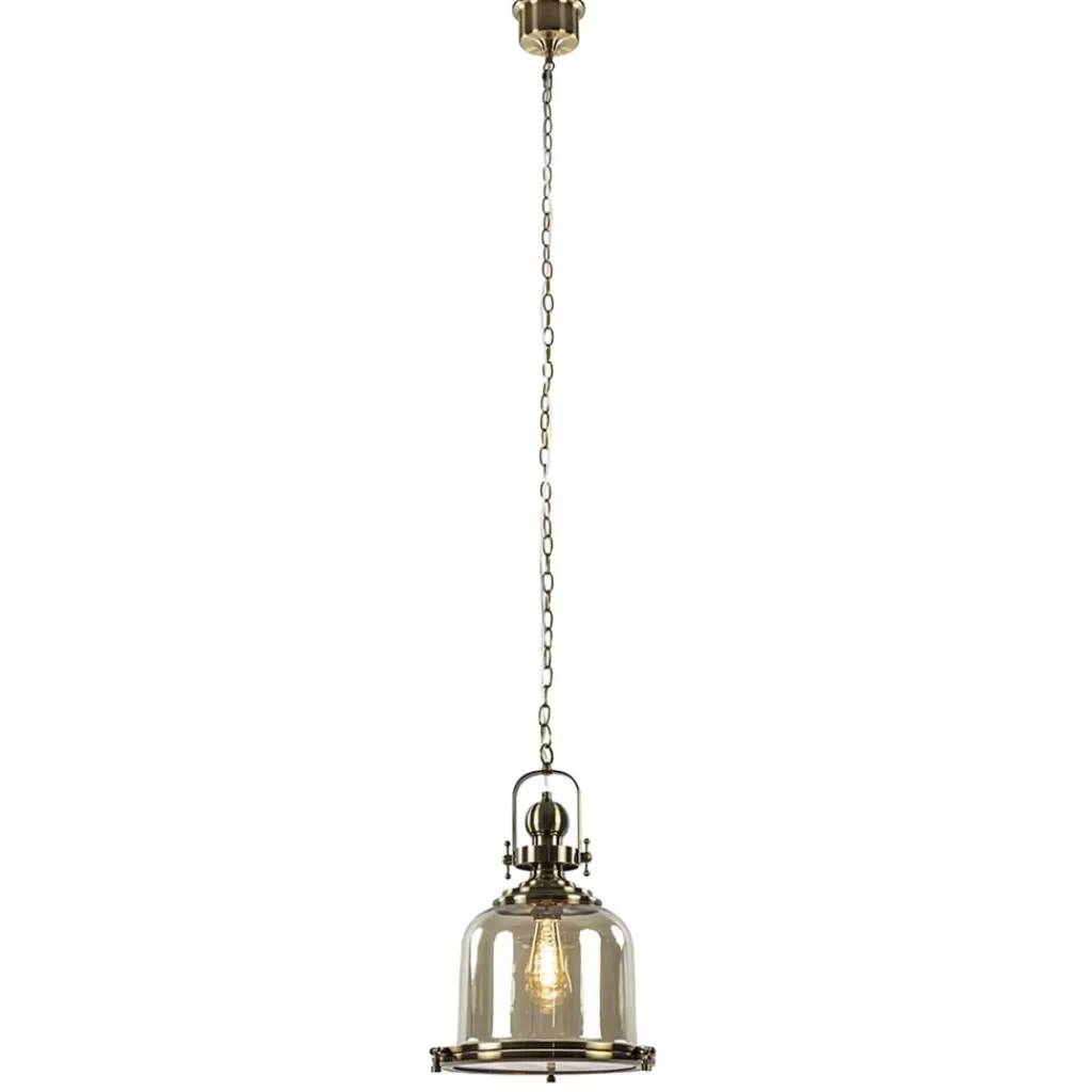 Bronzen scheepslamp met amber glas 33 cm>Straluma Outlet