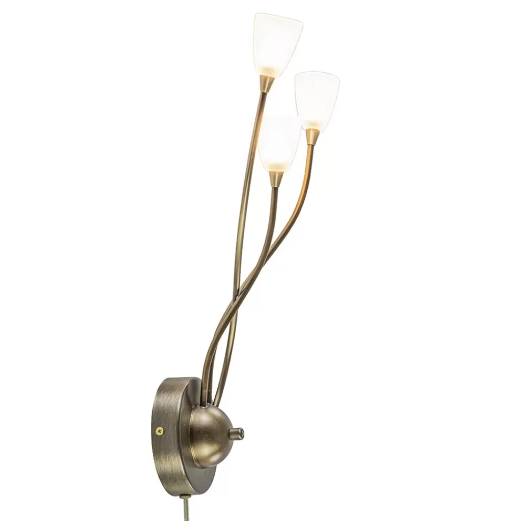 Bronzen wandlamp LED met wit glas dim to warm>Straluma Fashion