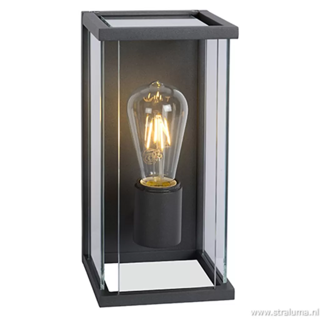 Buitenlamp antraciet/glas met bewegingssensor IP54>Straluma Shop