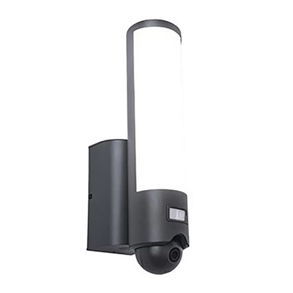 Buitenlamp cilinder donker grijs inclusief LED en camera>Straluma Outlet