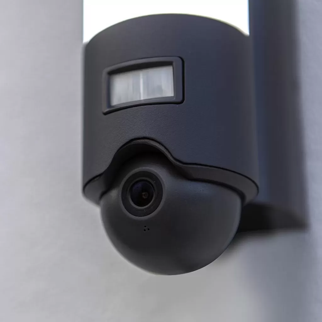 Buitenlamp cilinder donker grijs inclusief LED en camera>Straluma Outlet