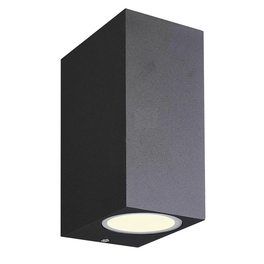 Buitenlamp rechthoek zwart up+down gu10 IP54>Straluma Fashion