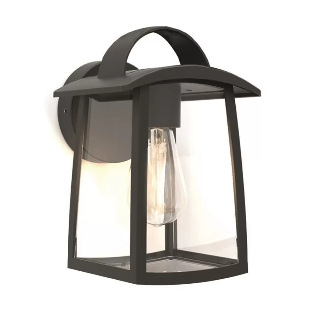 Buitenlamp wand zwart met helder glas>Straluma Store