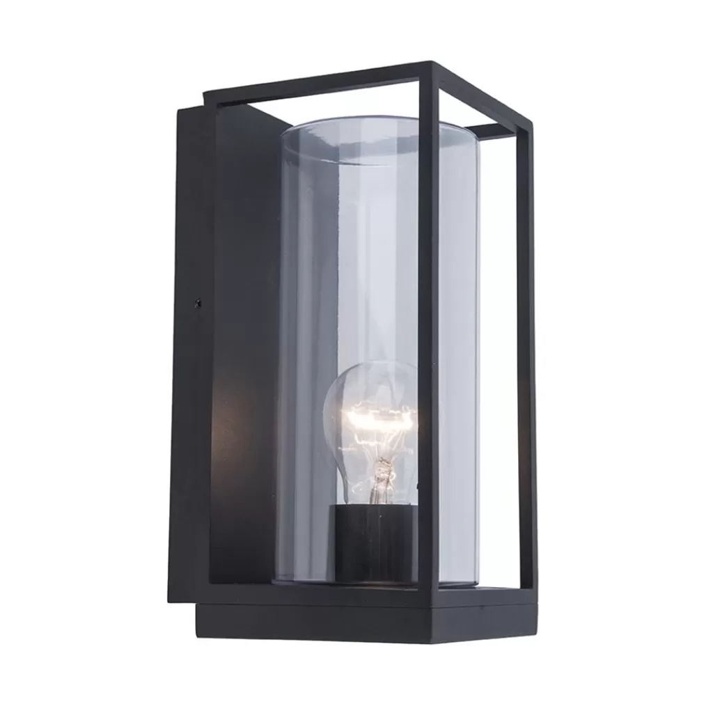 Buitenlantaarn rechthoek zwart/helder glas  IP44>Straluma Flash Sale