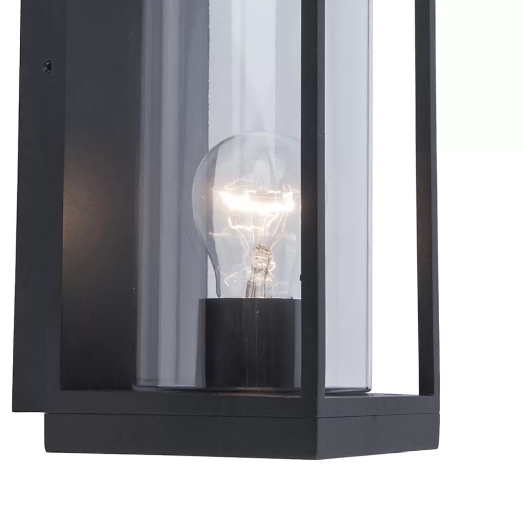 Buitenlantaarn rechthoek zwart/helder glas  IP44>Straluma Flash Sale