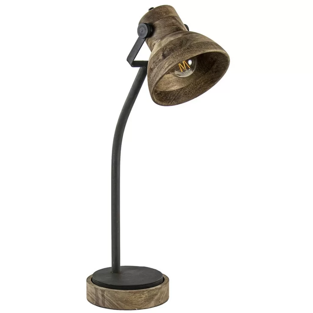 Bureaulamp Imbert mat zwart metaal met hout>Straluma Sale