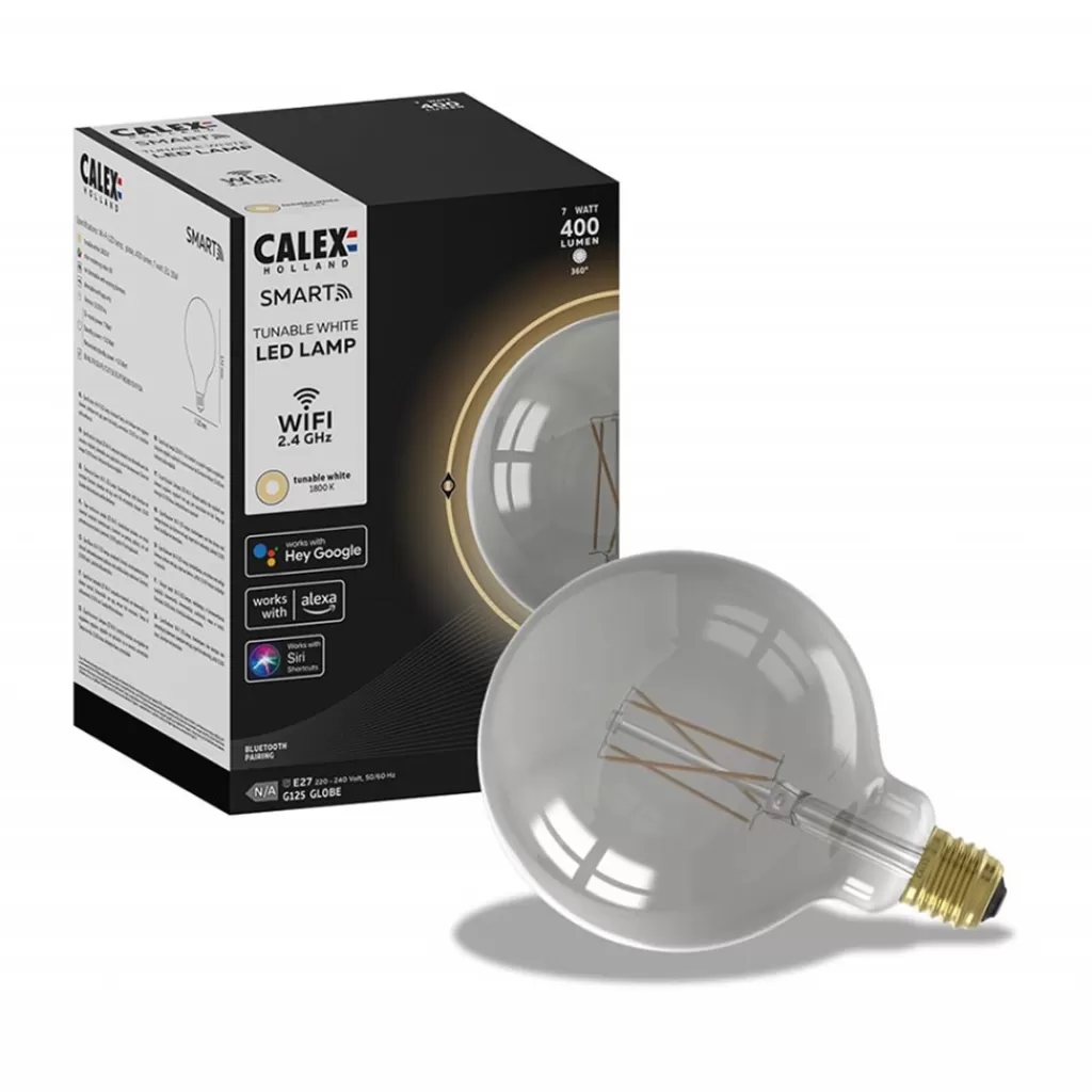 Calex Smart Home E27 Globe LED filament smoke G125>Straluma Best