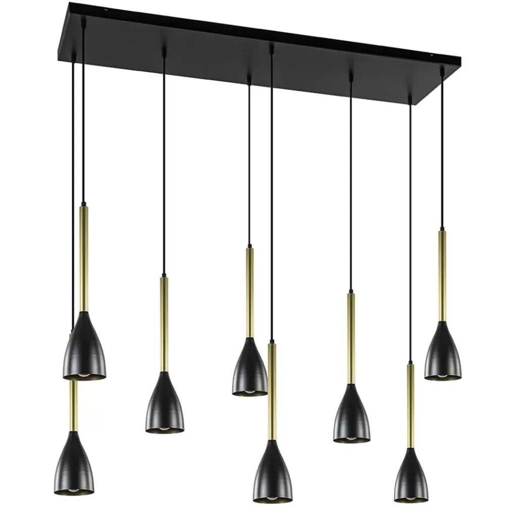 Chique 8-lichts hanglamp zwart met goud>Straluma Cheap