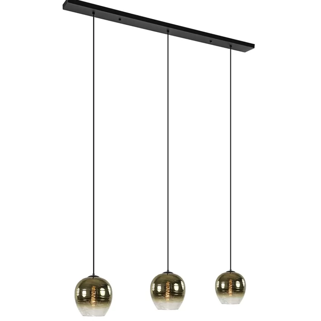 Chique hanglamp 3-lichts zwart met goud>Straluma New