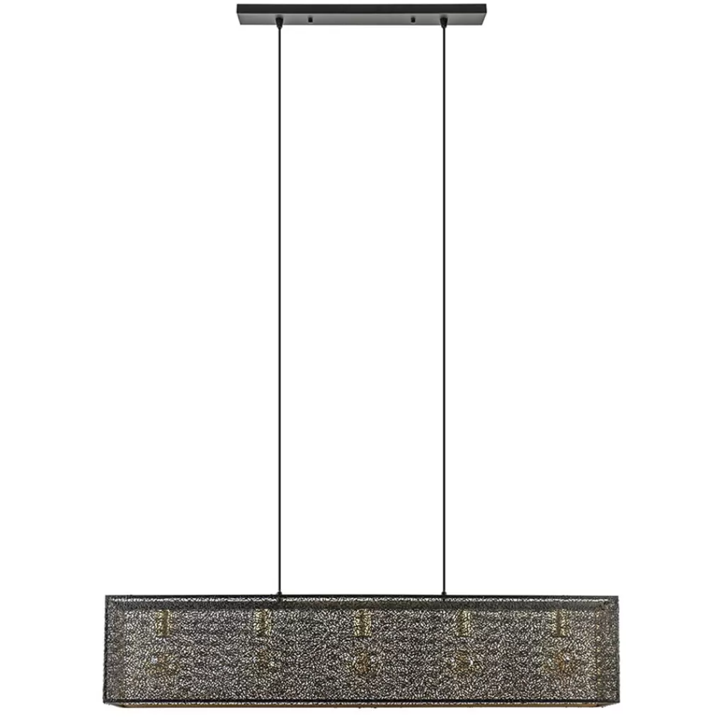 Chique hanglamp langwerpige balk 5-lichts zwart/goud>Straluma Cheap