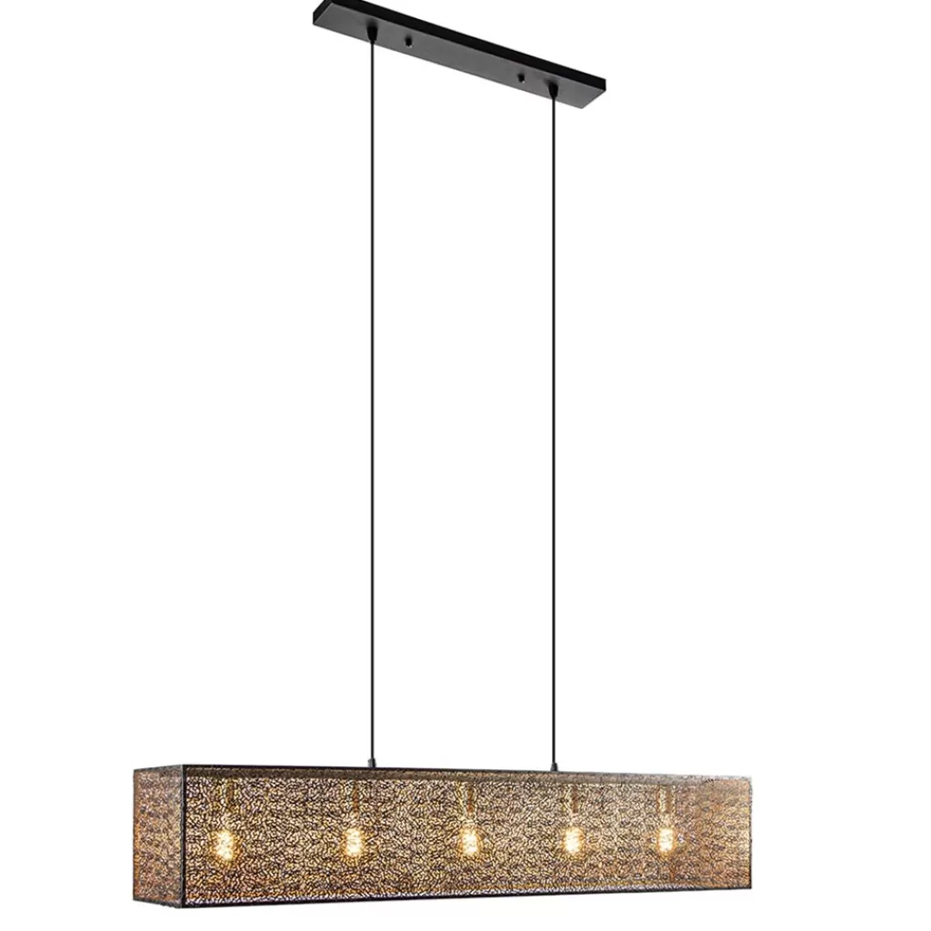 Chique hanglamp langwerpige balk 5-lichts zwart/goud>Straluma Cheap