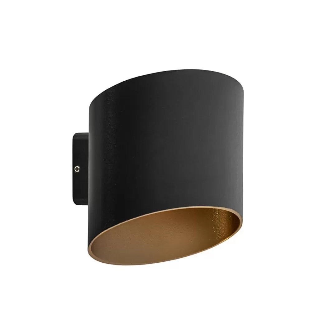 Chique LED buitenlamp wand zwart met goud IP54>Straluma Online